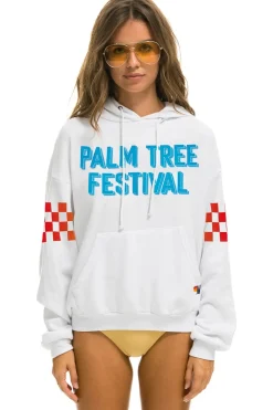 Collab Merchandise | Collab Merchandise | Aviator Nation PALM TREE FESTIVAL ASPEN 2023 PULLOVER HOODIE RELAXED - WHITE