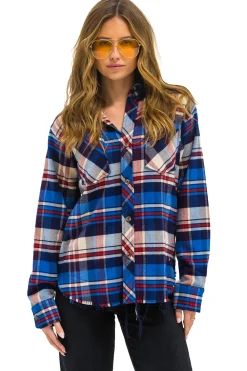 Tees | Aviator Nation PLAID FLANNEL LIGHT WEIGHT UNISEX WESTERN SHIRT - PATRIOT PLAID PATRIOTPLAID