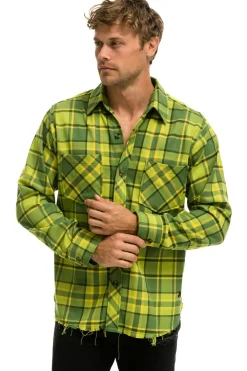 Tees | Aviator Nation PLAID FLANNEL LIGHT WEIGHT UNISEX WESTERN SHIRT - AVOCADO PLAID AVOCADOPLAID