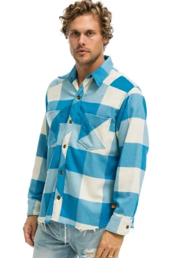 Tees | Aviator Nation PLAID FLANNEL LIGHT WEIGHT UNISEX WESTERN SHIRT - SKY PLAID SKYPLAID