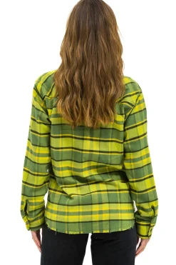 Tees | Aviator Nation PLAID FLANNEL LIGHT WEIGHT UNISEX WESTERN SHIRT - AVOCADO PLAID AVOCADOPLAID