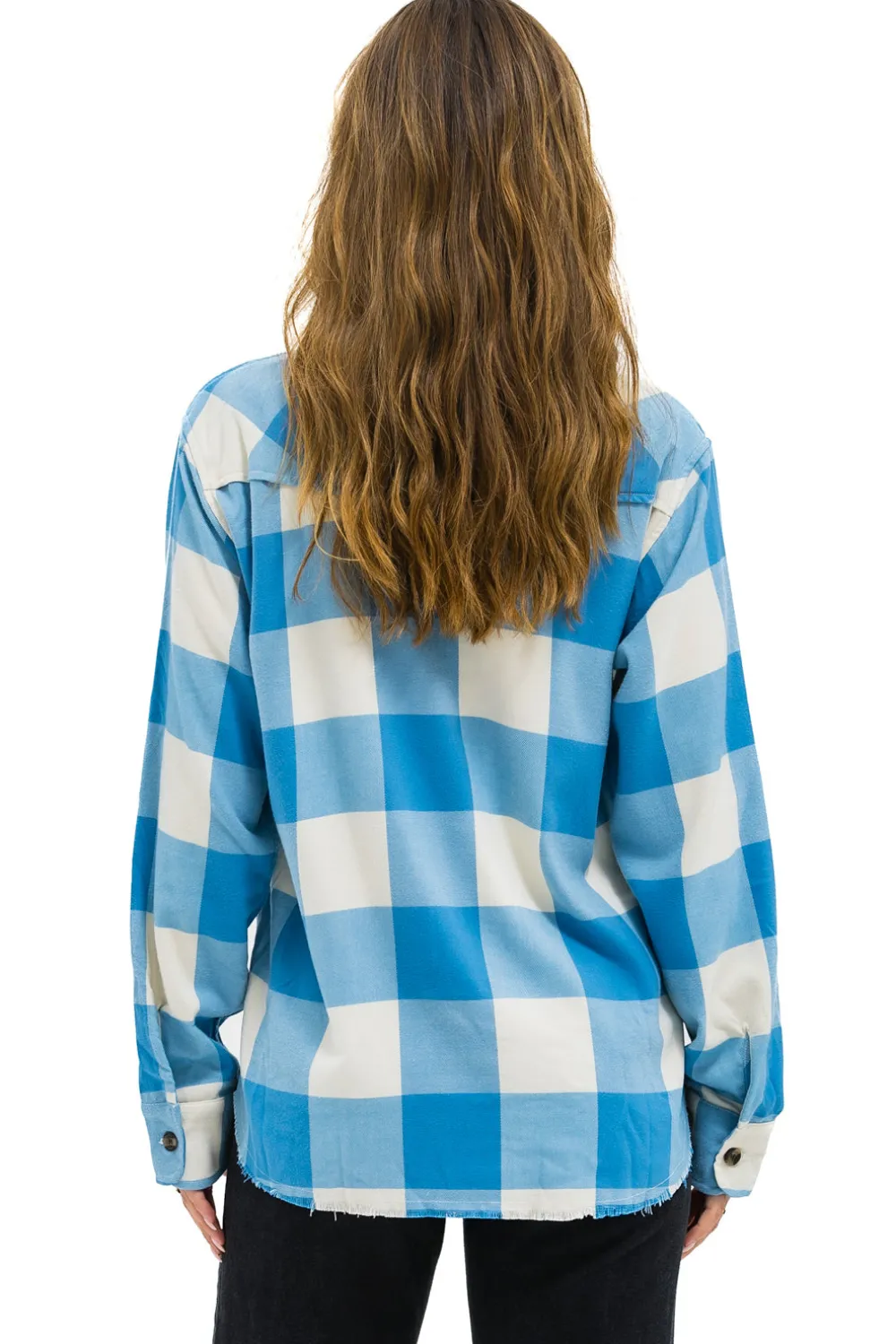 Tees | Aviator Nation PLAID FLANNEL LIGHT WEIGHT UNISEX WESTERN SHIRT - SKY PLAID SKYPLAID