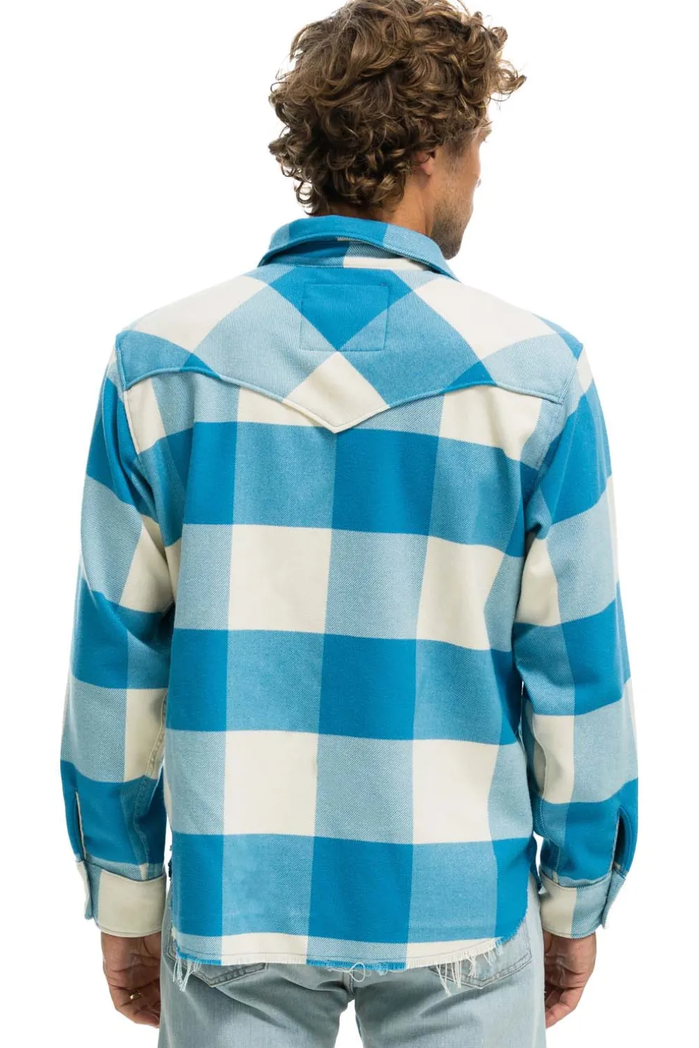 Tees | Aviator Nation PLAID FLANNEL LIGHT WEIGHT UNISEX WESTERN SHIRT - SKY PLAID SKYPLAID