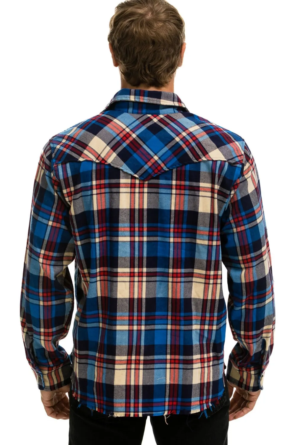 Tees | Aviator Nation PLAID FLANNEL LIGHT WEIGHT UNISEX WESTERN SHIRT - PATRIOT PLAID PATRIOTPLAID