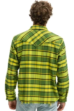 Tees | Aviator Nation PLAID FLANNEL WESTERN SHIRT - AVOCADO PLAID AVOCADOPLAID