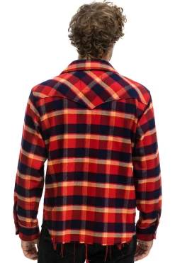 Tees | Aviator Nation PLAID FLANNEL WESTERN SHIRT - RUGBY PLAID RUGBYPLAID