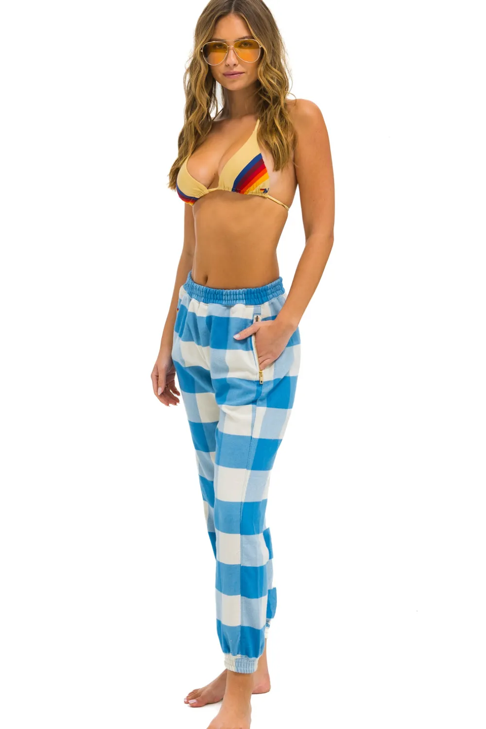 Sweatpants | Aviator Nation PLAID LODGE PANT - SKY PLAID SKYPLAID
