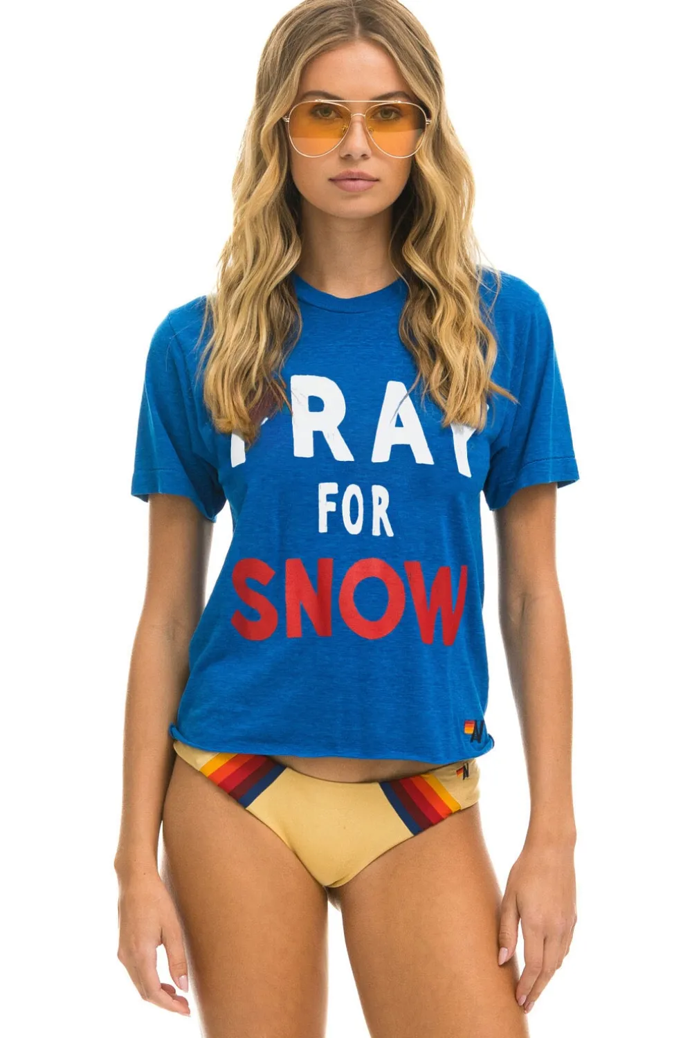 Boyfriend Tees | Tees | Aviator Nation PRAY FOR SNOW BOYFRIEND TEE - OCEAN