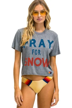 Boyfriend Tees | Tees | Aviator Nation PRAY FOR SNOW BOYFRIEND TEE - HEATHER GREY HEATHERGREY