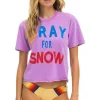 Boyfriend Tees | Tees | Aviator Nation PRAY FOR SNOW BOYFRIEND TEE - NEON PURPLE NEONPURPLE