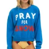 Sweatshirts | Sweatshirts | Aviator Nation PRAY FOR SNOW RELAXED CREW SWEATSHIRT - OCEAN