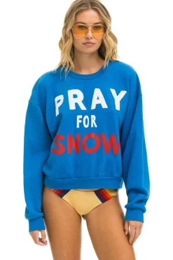 Sweatshirts | Sweatshirts | Aviator Nation PRAY FOR SNOW RELAXED CREW SWEATSHIRT - OCEAN