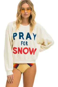 Sweatshirts | Sweatshirts | Aviator Nation PRAY FOR SNOW RELAXED CREW SWEATSHIRT - VINTAGE WHITE VINTAGEWHITE