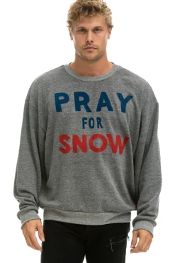 Sweatshirts | Sweatshirts | Aviator Nation PRAY FOR SNOW RELAXED CREW SWEATSHIRT - HEATHER