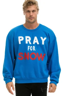 Sweatshirts | Sweatshirts | Aviator Nation PRAY FOR SNOW RELAXED CREW SWEATSHIRT - OCEAN