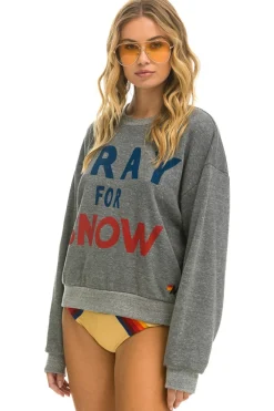 Sweatshirts | Sweatshirts | Aviator Nation PRAY FOR SNOW RELAXED CREW SWEATSHIRT - HEATHER