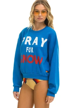 Sweatshirts | Sweatshirts | Aviator Nation PRAY FOR SNOW RELAXED CREW SWEATSHIRT - OCEAN