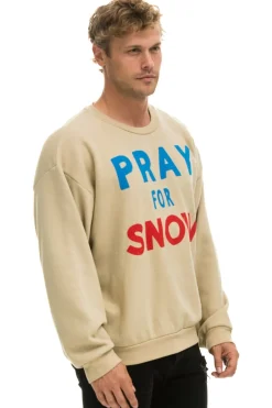 Sweatshirts | Sweatshirts | Aviator Nation PRAY FOR SNOW RELAXED CREW SWEATSHIRT - SAND