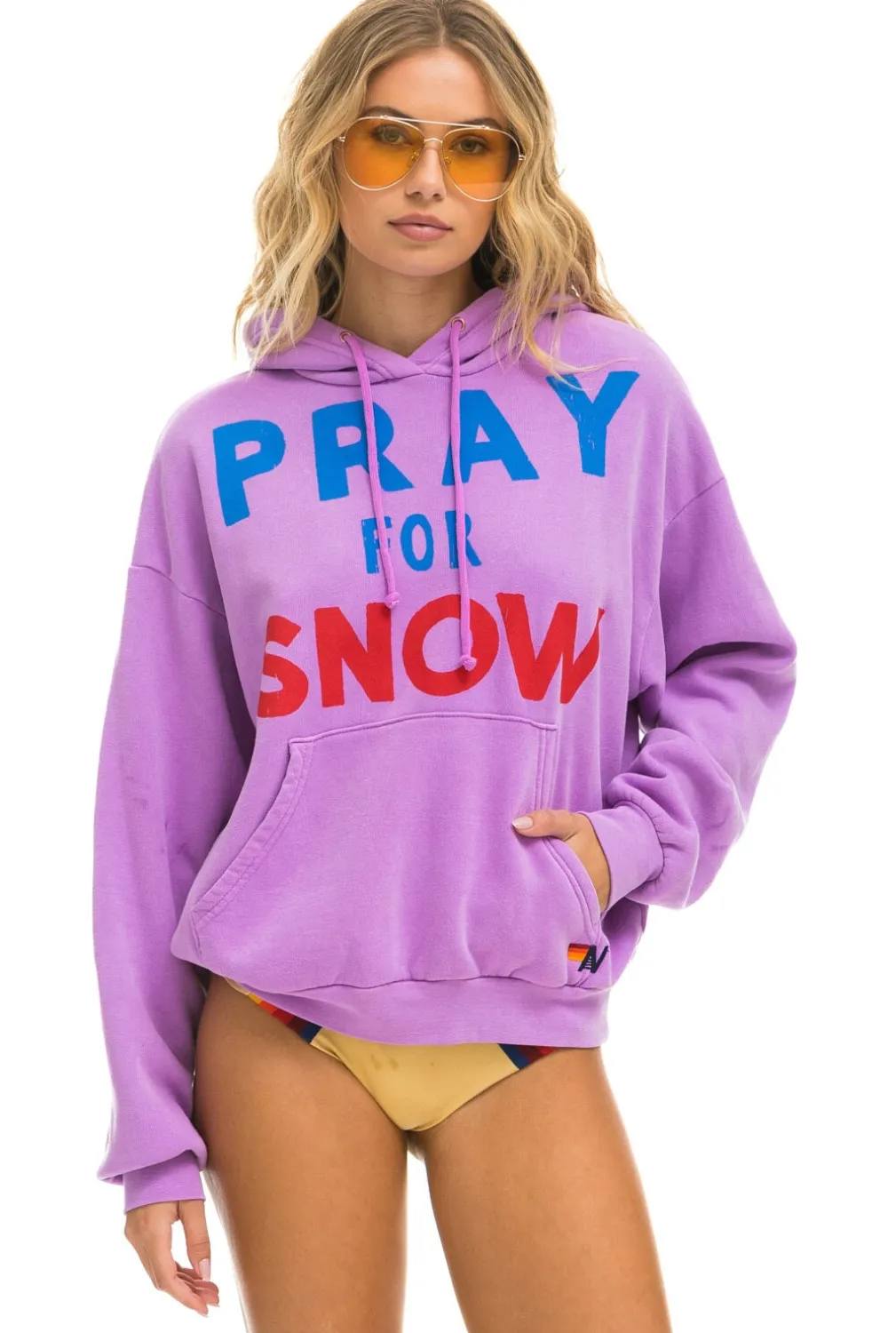 Hoodies | Hoodies | Aviator Nation PRAY FOR SNOW RELAXED PULLOVER HOODIE - NEON PURPLE NEONPURPLE