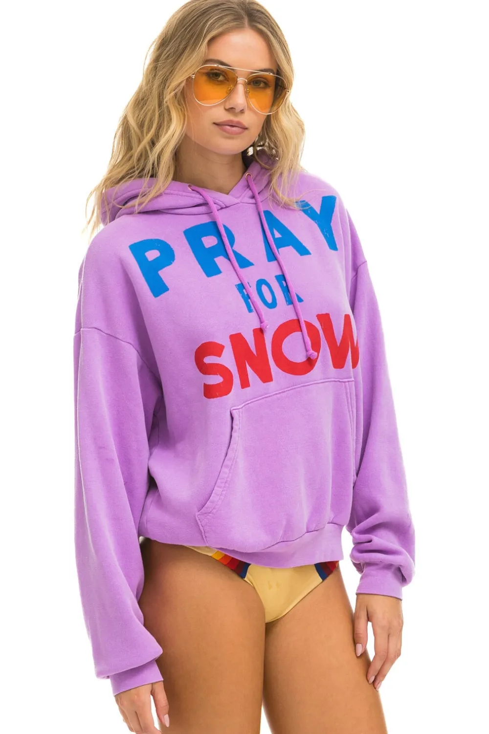 Hoodies | Hoodies | Aviator Nation PRAY FOR SNOW RELAXED PULLOVER HOODIE - NEON PURPLE NEONPURPLE