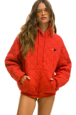 Hoodies | Hoodies | Aviator Nation QUILTED RELAXED PULLOVER HOODIE - RED