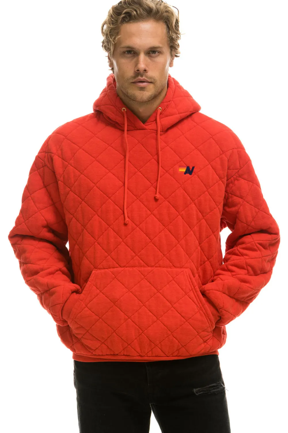 Hoodies | Hoodies | Aviator Nation QUILTED RELAXED PULLOVER HOODIE - RED