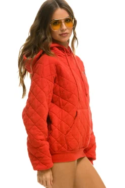 Hoodies | Hoodies | Aviator Nation QUILTED RELAXED PULLOVER HOODIE - RED