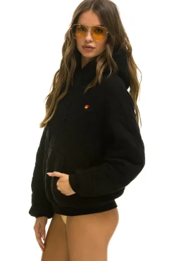 Hoodies | Hoodies | Aviator Nation QUILTED RELAXED PULLOVER HOODIE - BLACK