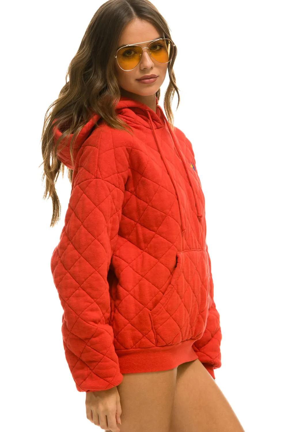 Hoodies | Hoodies | Aviator Nation QUILTED RELAXED PULLOVER HOODIE - RED