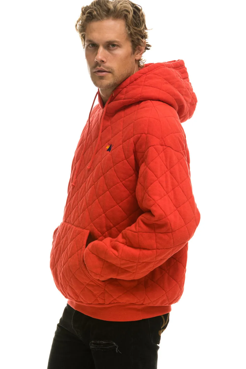 Hoodies | Hoodies | Aviator Nation QUILTED RELAXED PULLOVER HOODIE - RED
