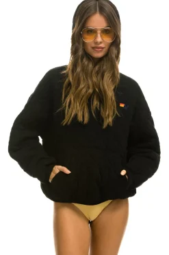 Hoodies | Hoodies | Aviator Nation QUILTED RELAXED PULLOVER HOODIE - BLACK