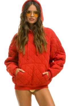 Hoodies | Hoodies | Aviator Nation QUILTED RELAXED PULLOVER HOODIE - RED