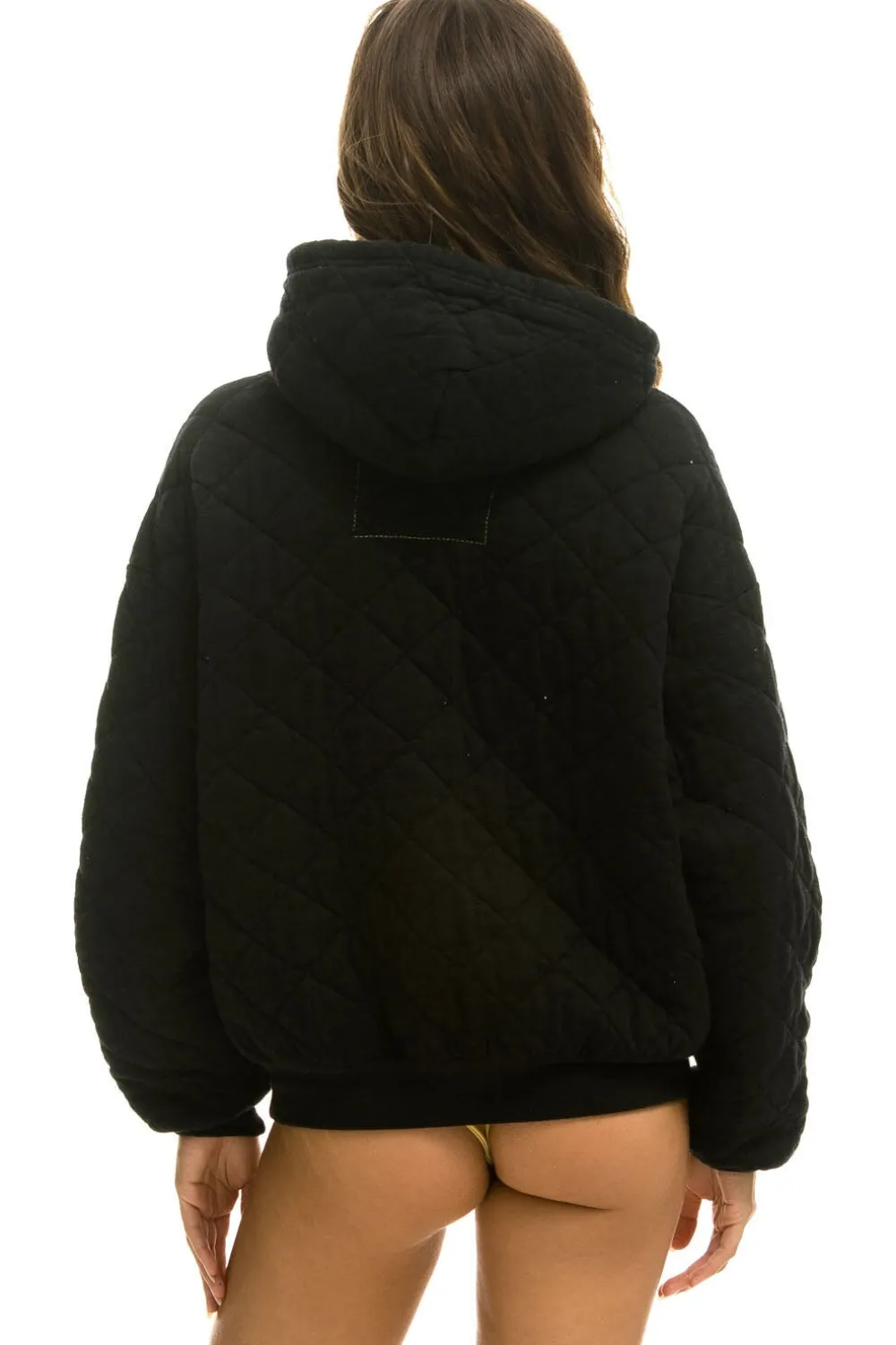 Hoodies | Hoodies | Aviator Nation QUILTED RELAXED PULLOVER HOODIE - BLACK
