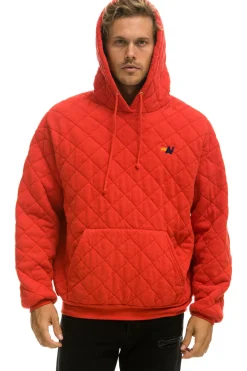 Hoodies | Hoodies | Aviator Nation QUILTED RELAXED PULLOVER HOODIE - RED