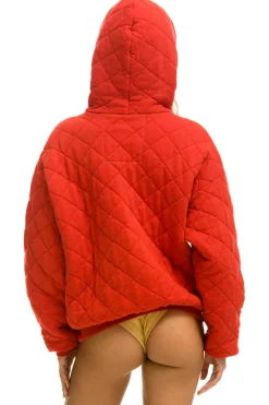 Hoodies | Hoodies | Aviator Nation QUILTED RELAXED PULLOVER HOODIE - RED