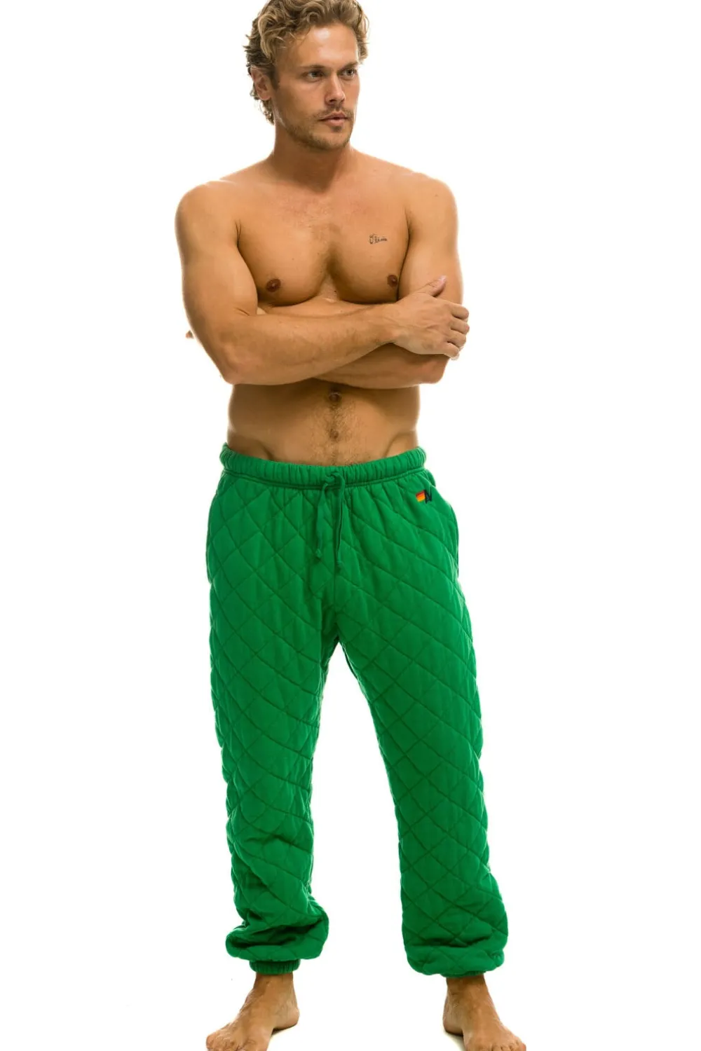 Sweatpants | Aviator Nation QUILTED SWEATPANTS - KELLY GREEN KELLYGREEN