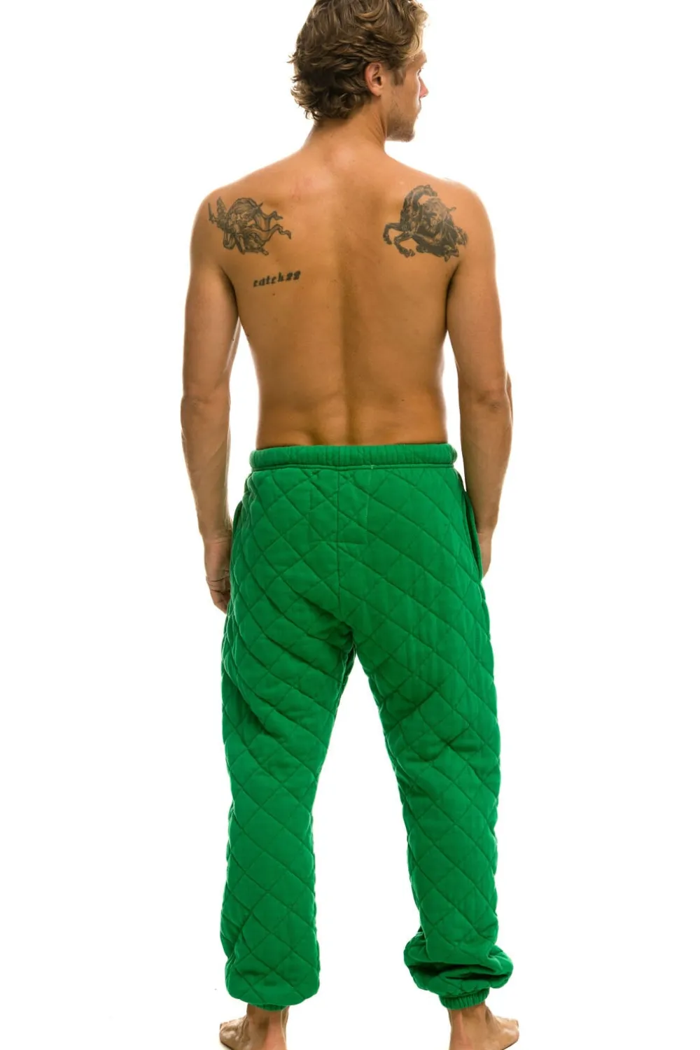 Sweatpants | Aviator Nation QUILTED SWEATPANTS - KELLY GREEN KELLYGREEN