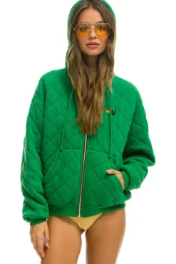 Hoodies | Hoodies | Aviator Nation QUILTED ZIP HOODIE RELAXED - KELLY GREEN KELLYGREEN