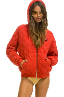 Hoodies | Hoodies | Aviator Nation QUILTED ZIP HOODIE RELAXED - RED