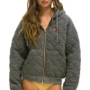 Hoodies | Hoodies | Aviator Nation QUILTED ZIP HOODIE RELAXED - HEATHER GREY HEATHERGREY