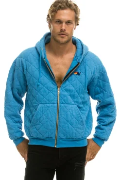 Hoodies | Hoodies | Aviator Nation QUILTED ZIP HOODIE RELAXED - OCEAN