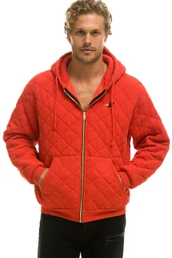 Hoodies | Hoodies | Aviator Nation QUILTED ZIP HOODIE RELAXED - RED