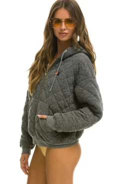 Hoodies | Hoodies | Aviator Nation QUILTED ZIP HOODIE RELAXED - HEATHER GREY HEATHERGREY