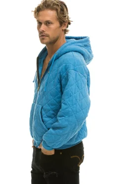 Hoodies | Hoodies | Aviator Nation QUILTED ZIP HOODIE RELAXED - OCEAN