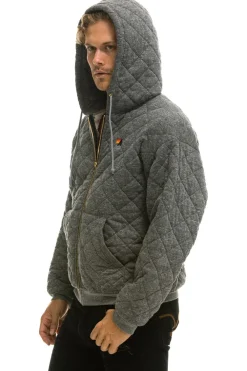 Hoodies | Hoodies | Aviator Nation QUILTED ZIP HOODIE RELAXED - HEATHER GREY HEATHERGREY