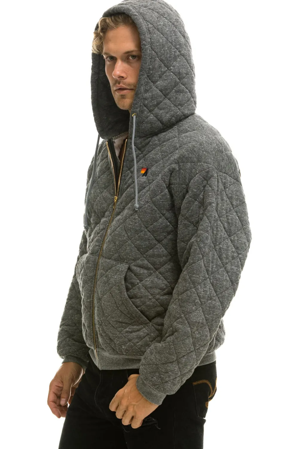 Hoodies | Hoodies | Aviator Nation QUILTED ZIP HOODIE RELAXED - HEATHER GREY HEATHERGREY