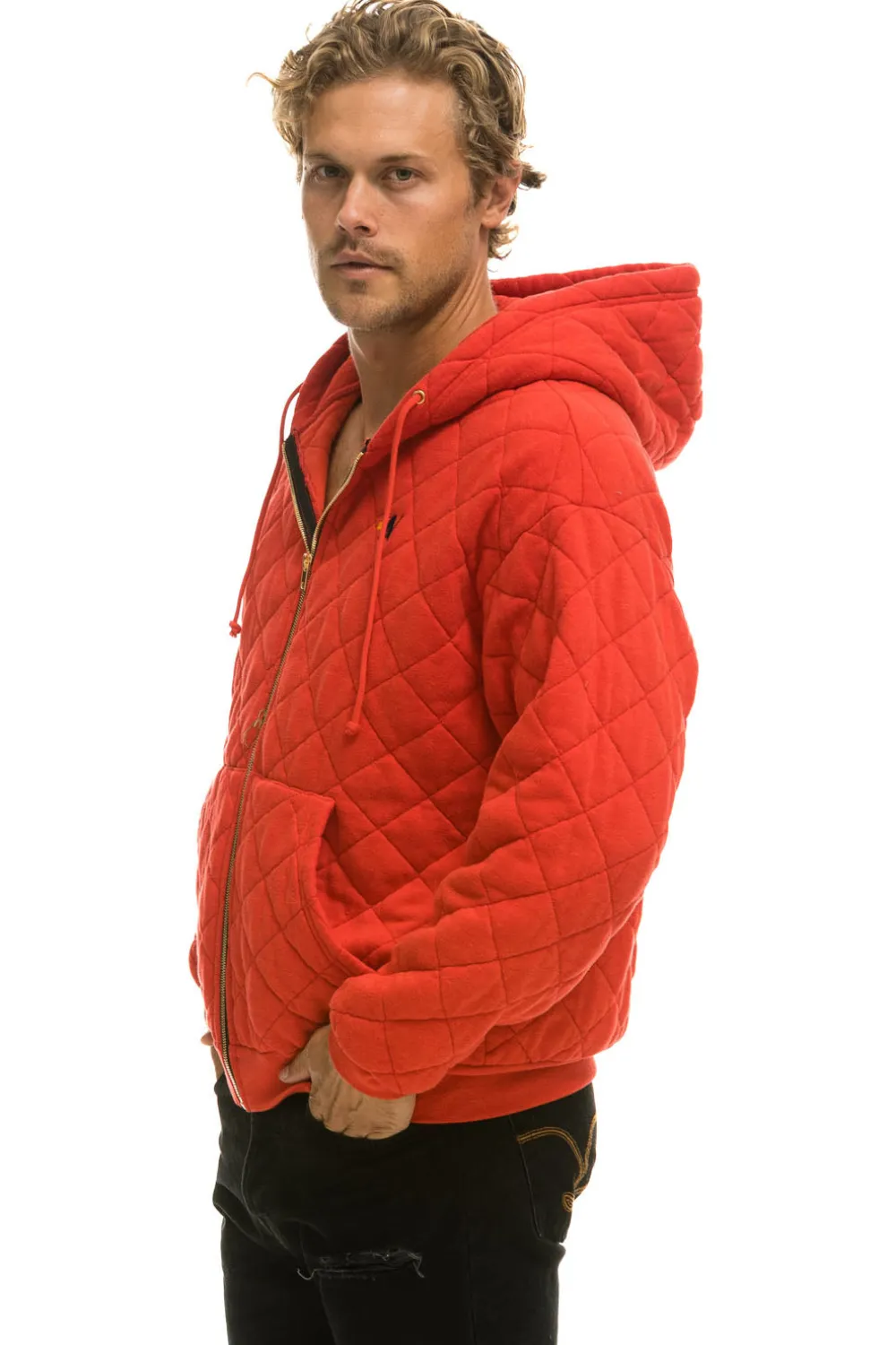Hoodies | Hoodies | Aviator Nation QUILTED ZIP HOODIE RELAXED - RED