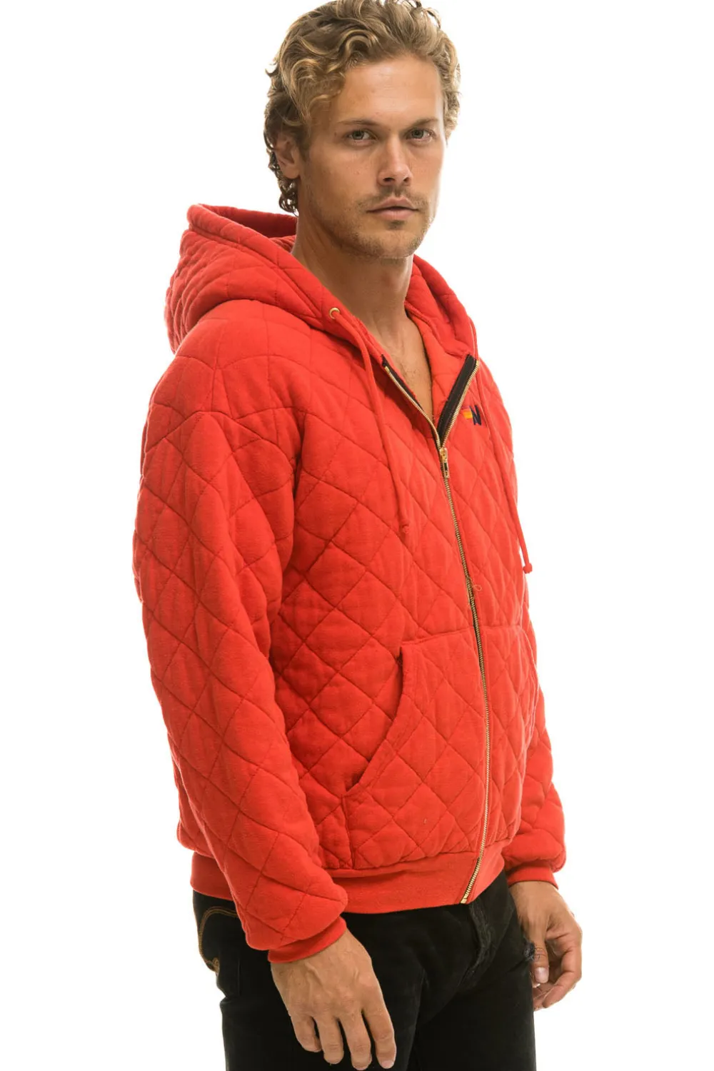 Hoodies | Hoodies | Aviator Nation QUILTED ZIP HOODIE RELAXED - RED