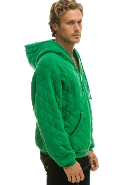 Hoodies | Hoodies | Aviator Nation QUILTED ZIP HOODIE RELAXED - KELLY GREEN KELLYGREEN