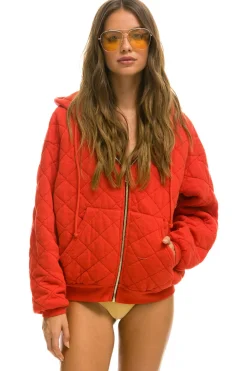 Hoodies | Hoodies | Aviator Nation QUILTED ZIP HOODIE RELAXED - RED